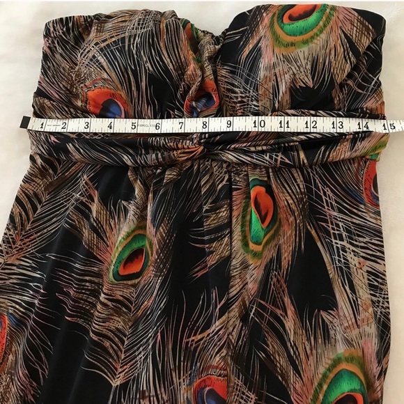 Strapless Maxi Peacock Print Dress by Poetry - Picture 4 of 6